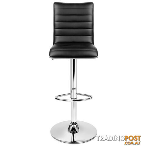 Set of 2 PU Leather Bar Stools - Black