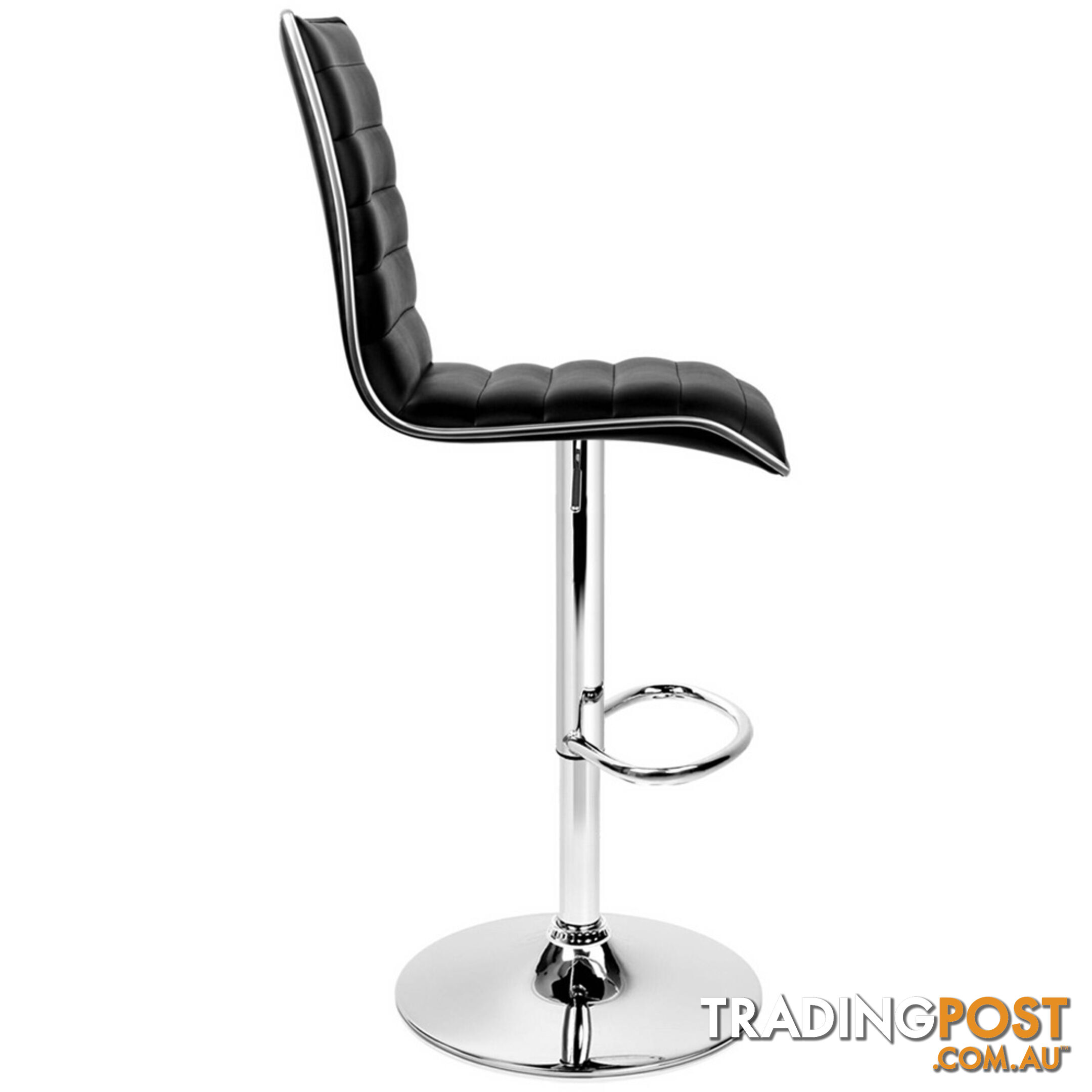 Set of 2 PU Leather Bar Stools - Black