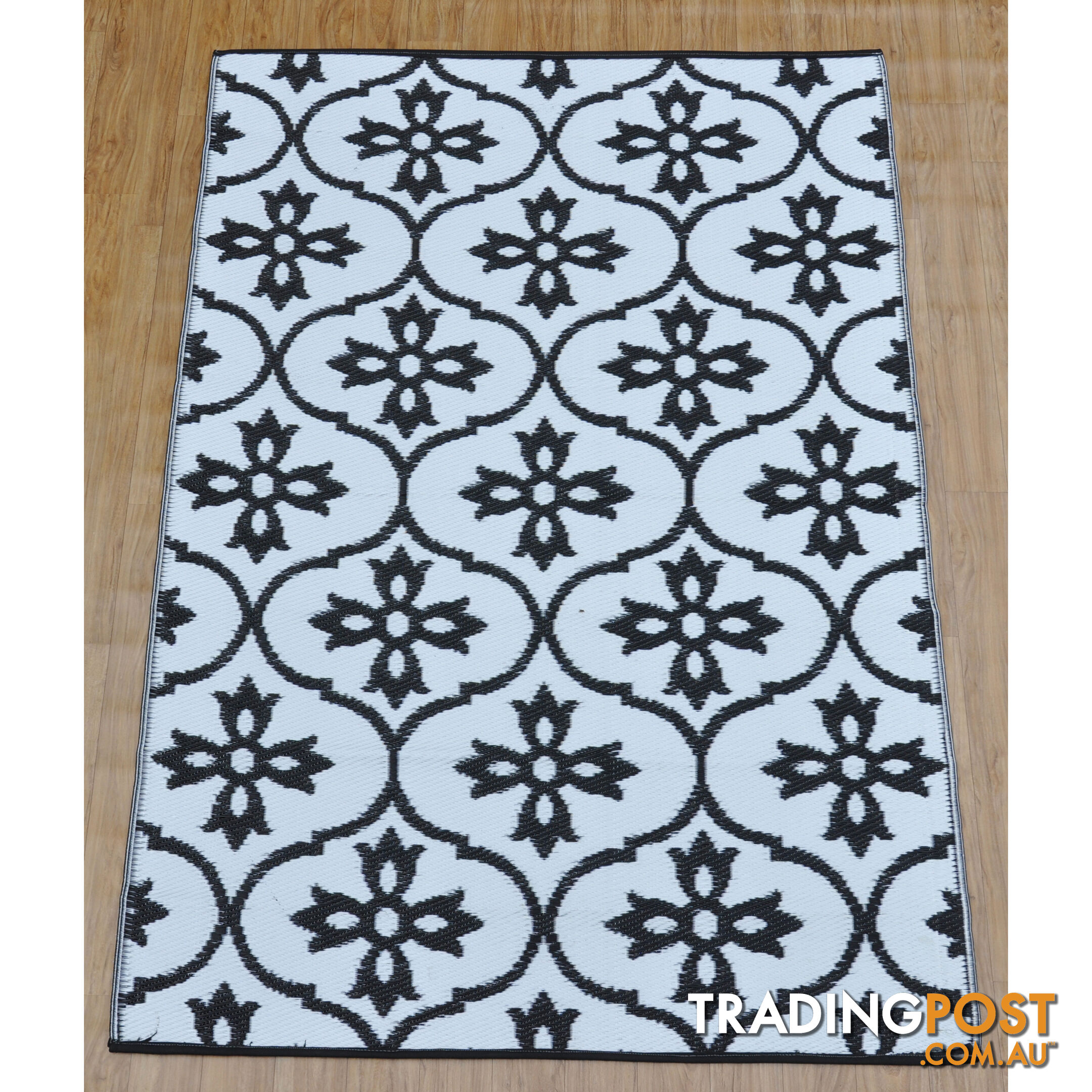 Moroccan Tile Reversable Rug Black & White 150x210cm