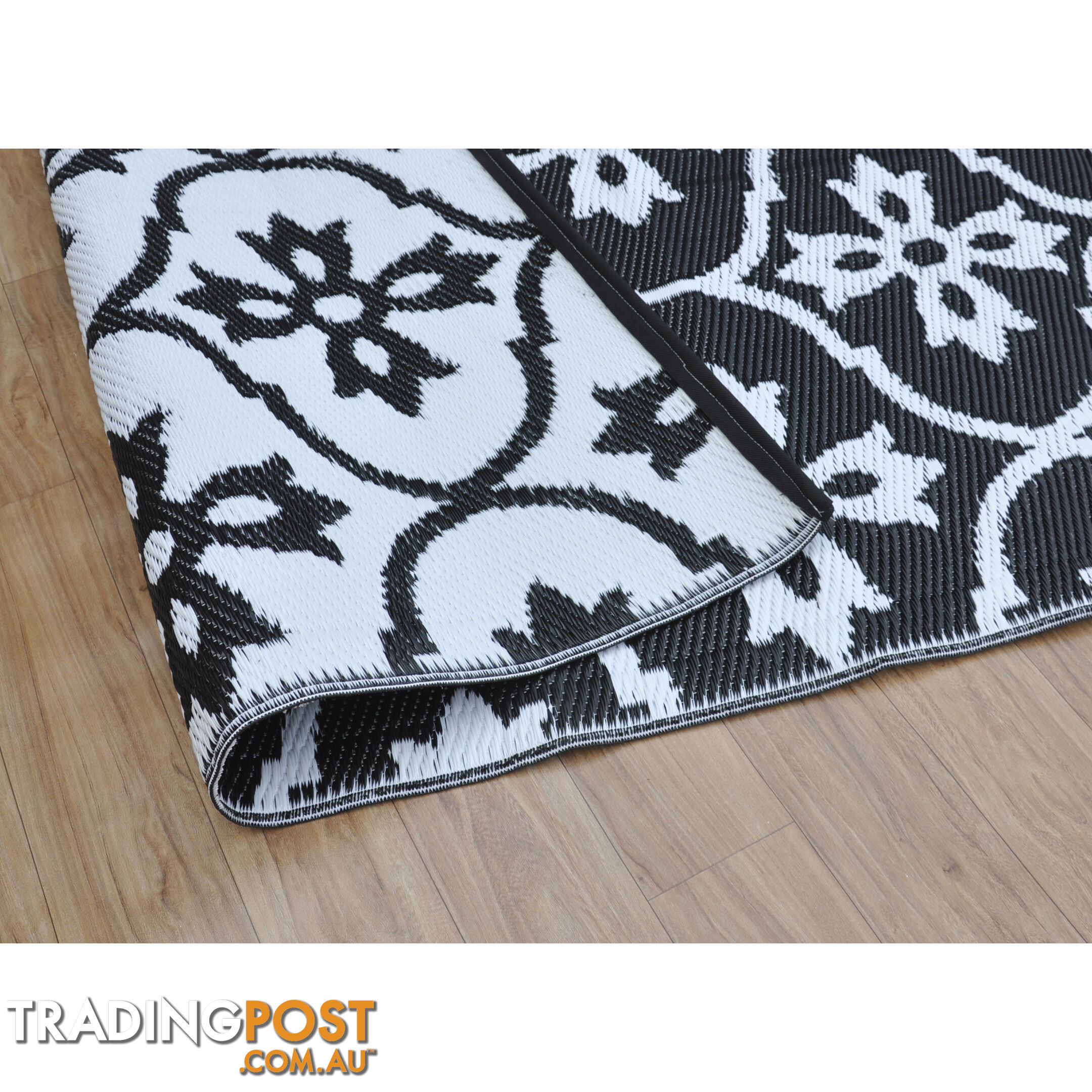 Moroccan Tile Reversable Rug Black & White 150x210cm