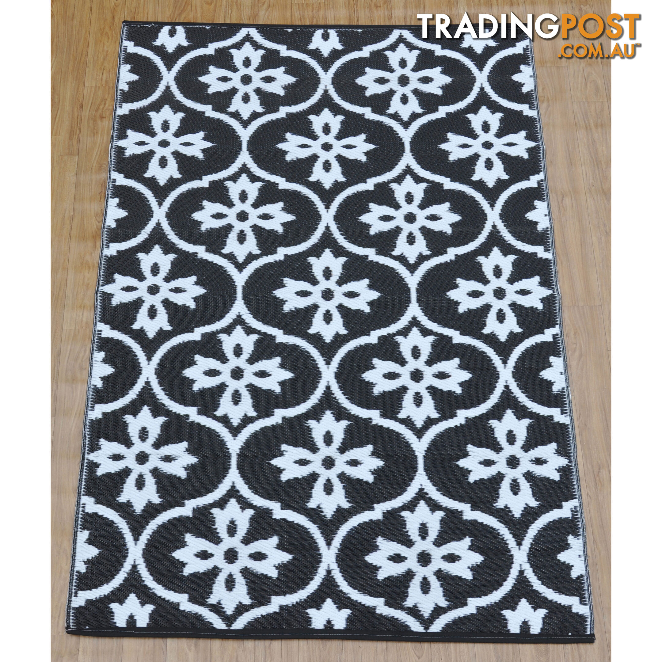 Moroccan Tile Reversable Rug Black & White 150x210cm