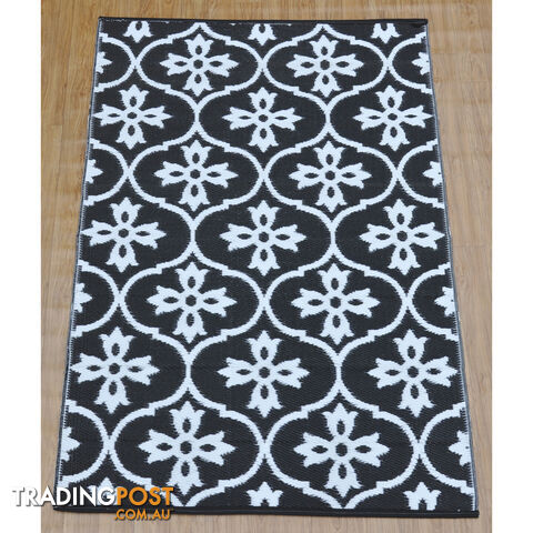 Moroccan Tile Reversable Rug Black & White 150x210cm