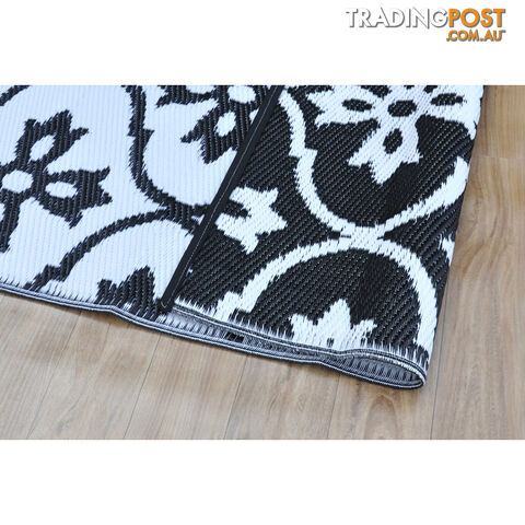 Moroccan Tile Reversable Rug Black & White 150x210cm