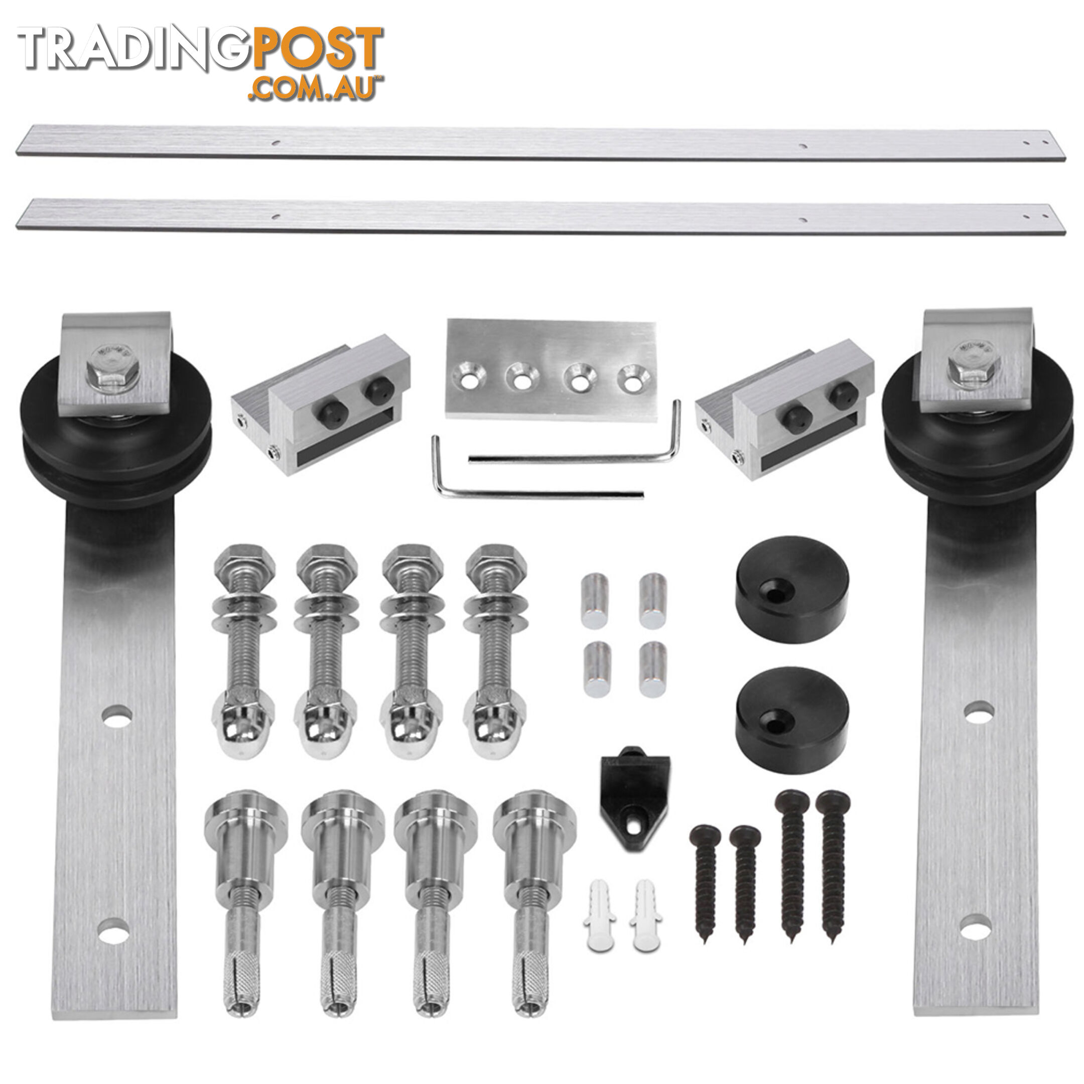 Large Sliding Barn Door Hardware Set - Silver