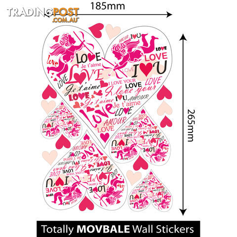 Medium Size Pink Cupid Love Hearts Wall Stickers - Totally Movable - photo 2 of 4