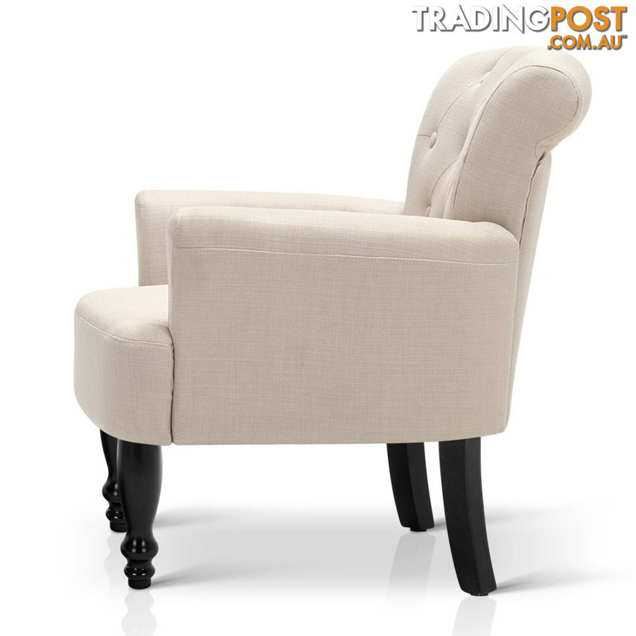 Wing Armchair French Provincial Linen Fabric Taupe