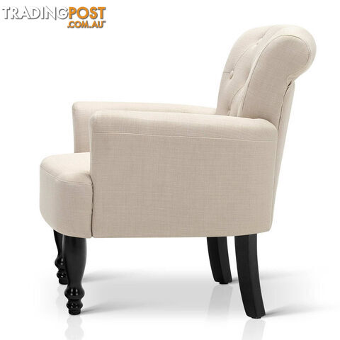 Wing Armchair French Provincial Linen Fabric Taupe