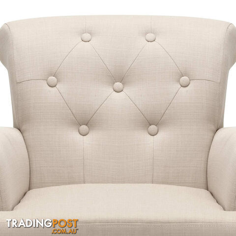 Wing Armchair French Provincial Linen Fabric Taupe