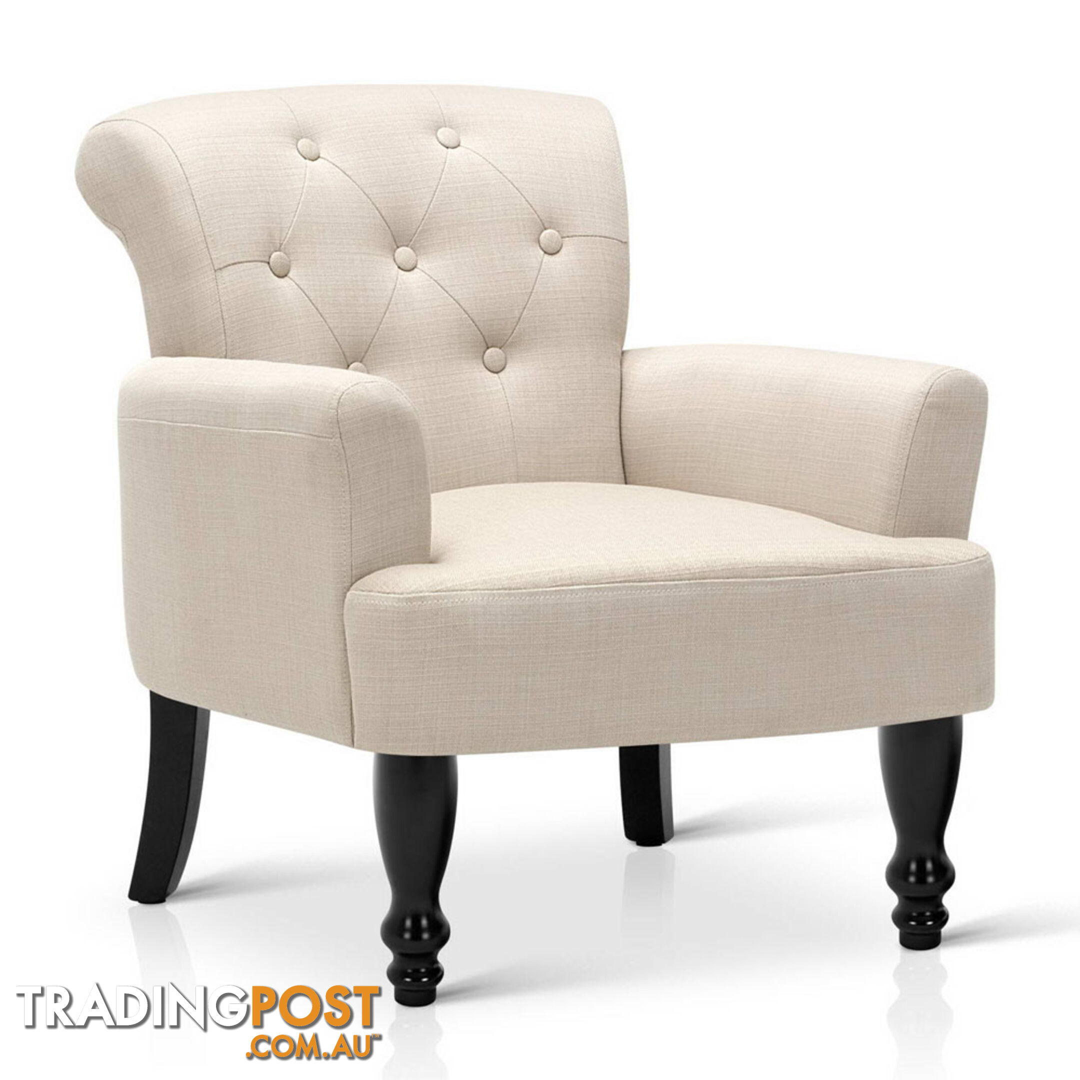 Wing Armchair French Provincial Linen Fabric Taupe