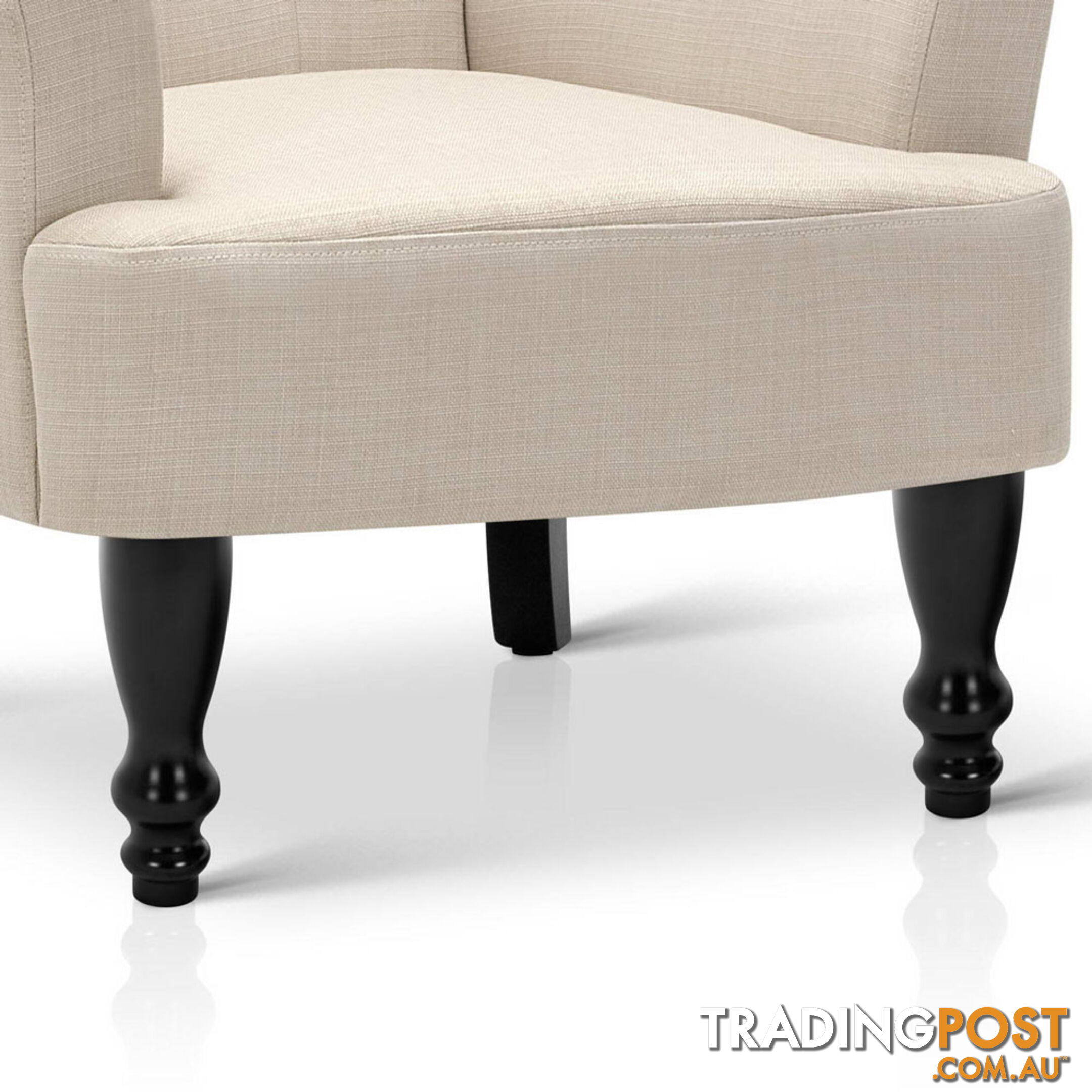 Wing Armchair French Provincial Linen Fabric Taupe