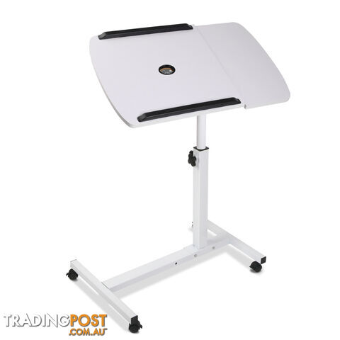 Rotating Mobile Laptop Adjustable Desk w/ USB Cooler White