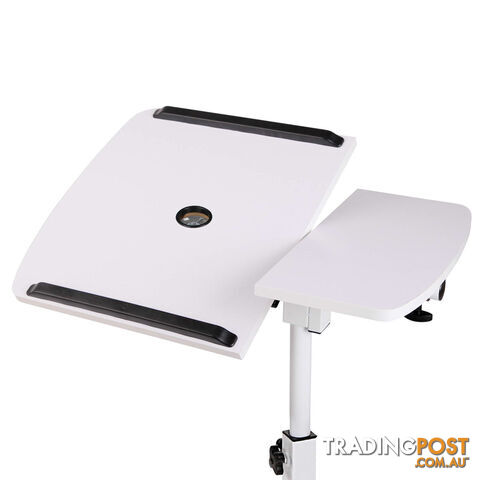 Rotating Mobile Laptop Adjustable Desk w/ USB Cooler White