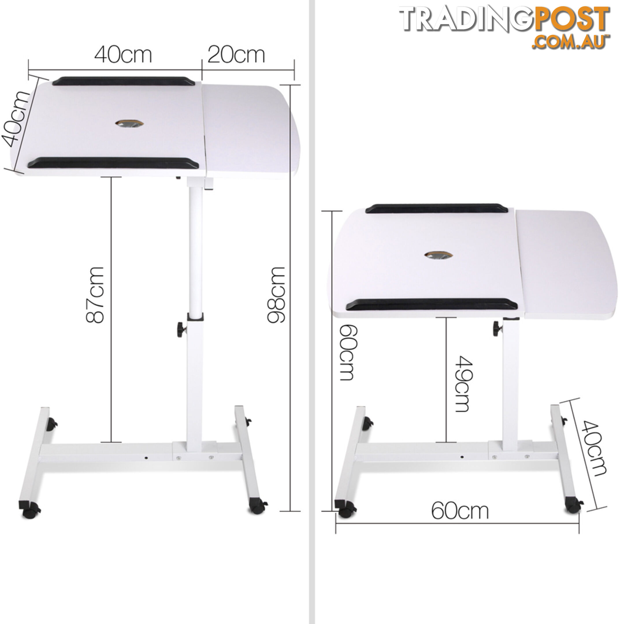 Rotating Mobile Laptop Adjustable Desk w/ USB Cooler White