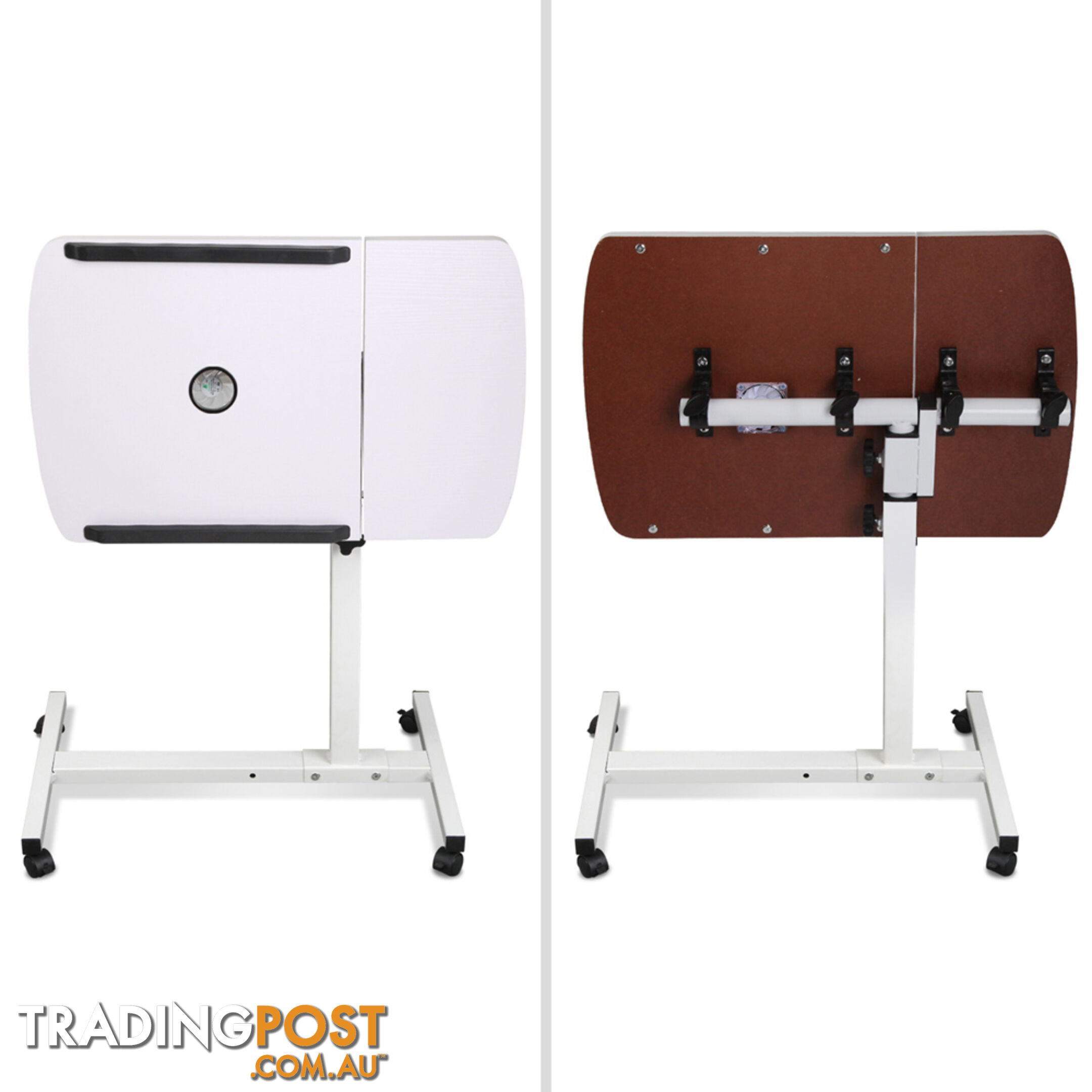 Rotating Mobile Laptop Adjustable Desk w/ USB Cooler White