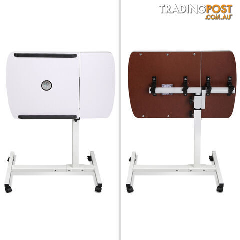 Rotating Mobile Laptop Adjustable Desk w/ USB Cooler White