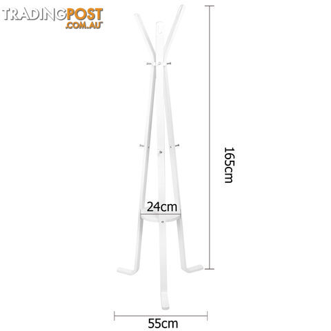 Wooden Coat Rack Clothes Stand Hanger White