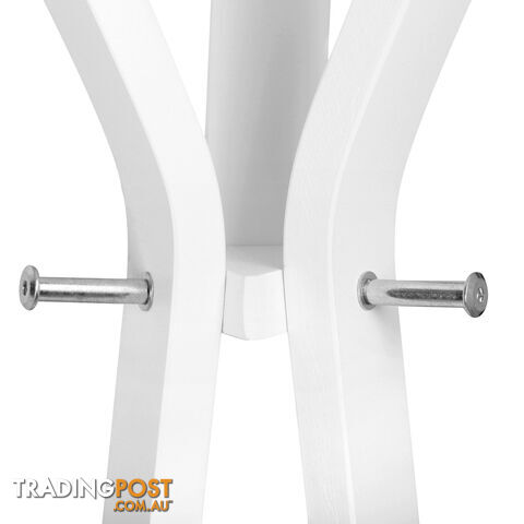 Wooden Coat Rack Clothes Stand Hanger White