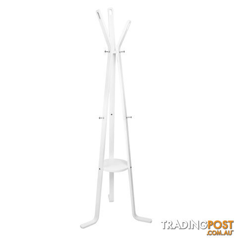Wooden Coat Rack Clothes Stand Hanger White