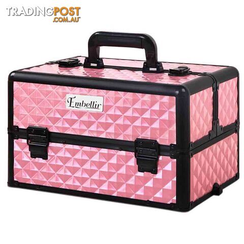 7 in 1 Portable Beauty Make up Cosmetic Trolley Case Pink