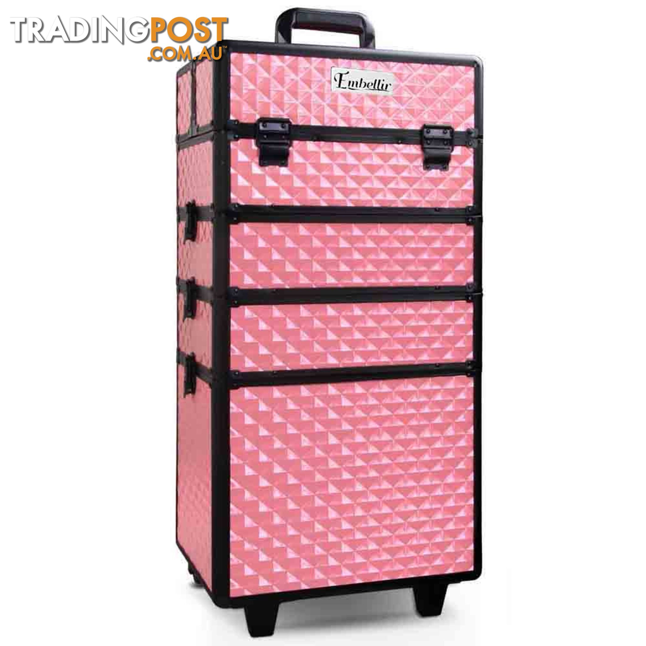 7 in 1 Portable Beauty Make up Cosmetic Trolley Case Pink