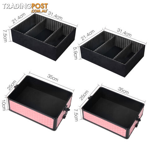 7 in 1 Portable Beauty Make up Cosmetic Trolley Case Pink