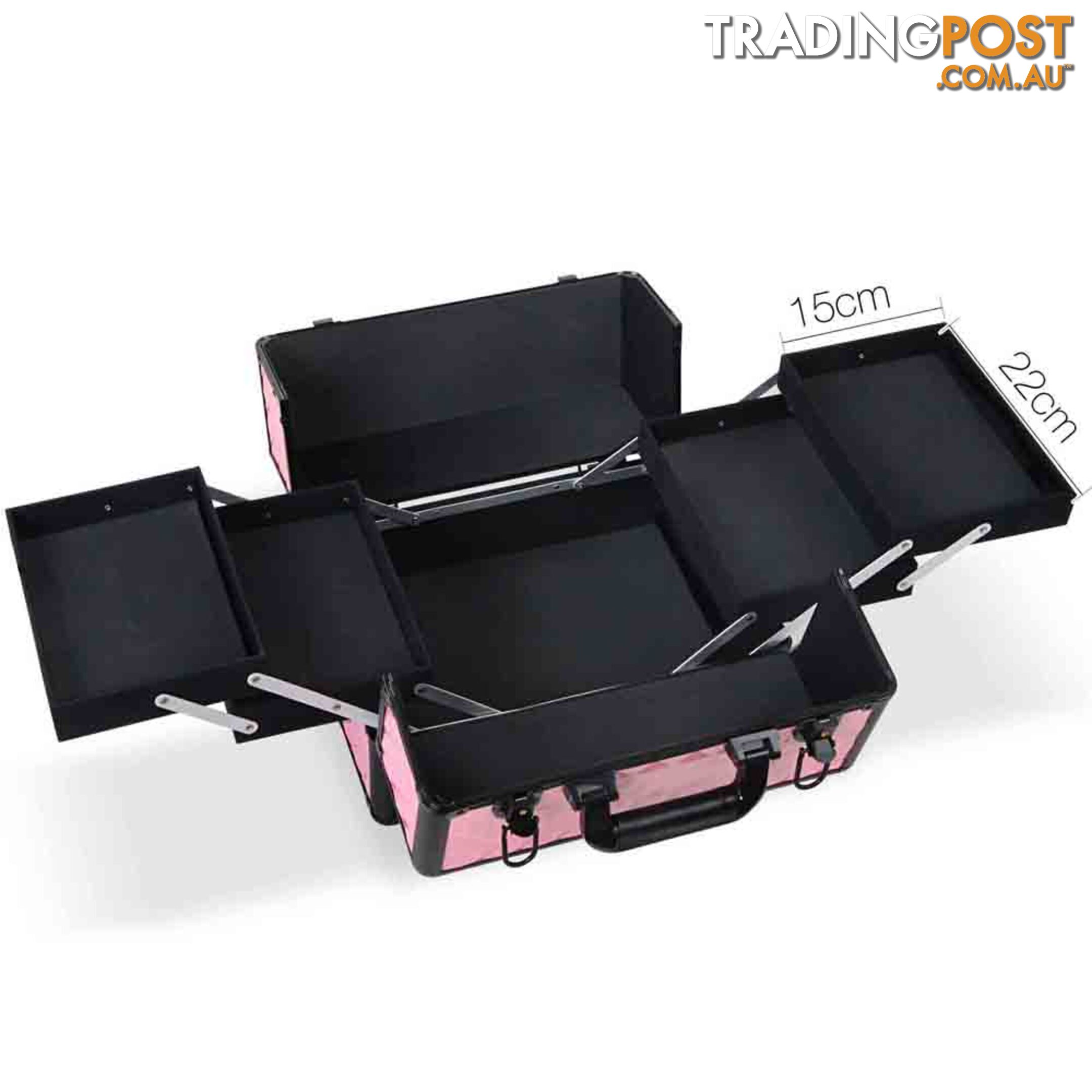 7 in 1 Portable Beauty Make up Cosmetic Trolley Case Pink