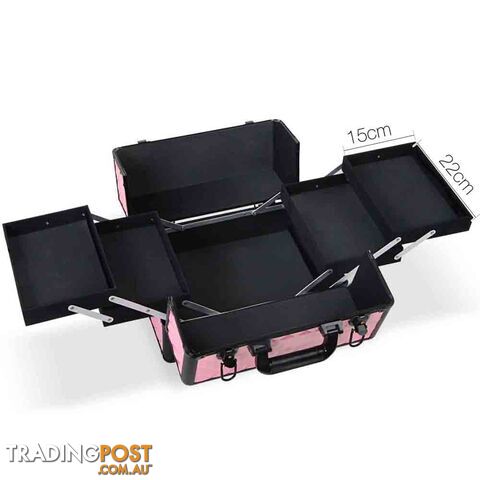 7 in 1 Portable Beauty Make up Cosmetic Trolley Case Pink