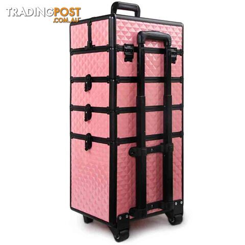 7 in 1 Portable Beauty Make up Cosmetic Trolley Case Pink