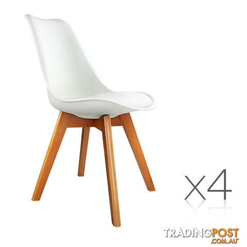 Set of 4 Dining Chair PU White