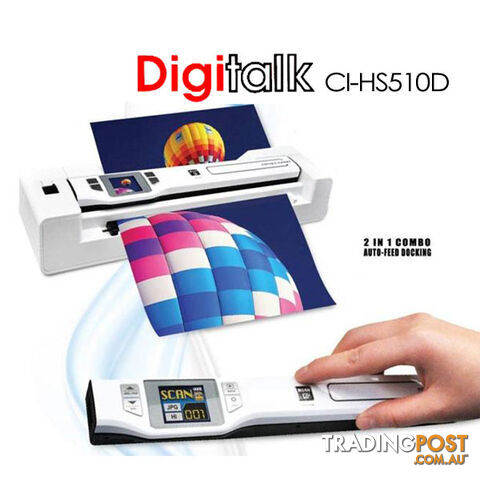 Digitalk 2-in-1 Combo Portable A4 1200DPI Photo & Document Scanner (CI-HS510D) - photo 2 of 3