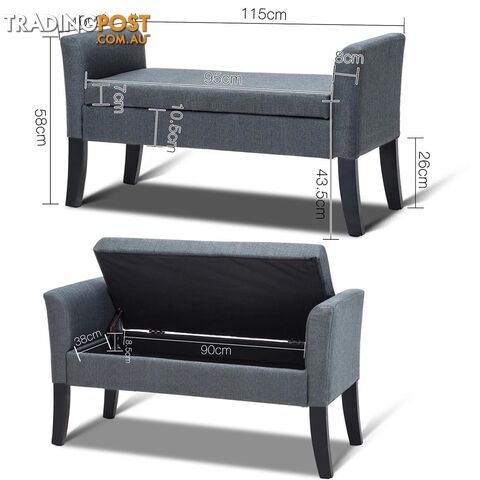Seat Footstool Bench Stool Storage Ottoman - Grey - photo 2 of 10