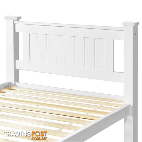 Wooden Bed Frame Pine Wood King Single White