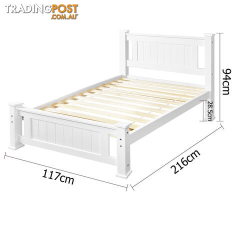 Wooden Bed Frame Pine Wood King Single White