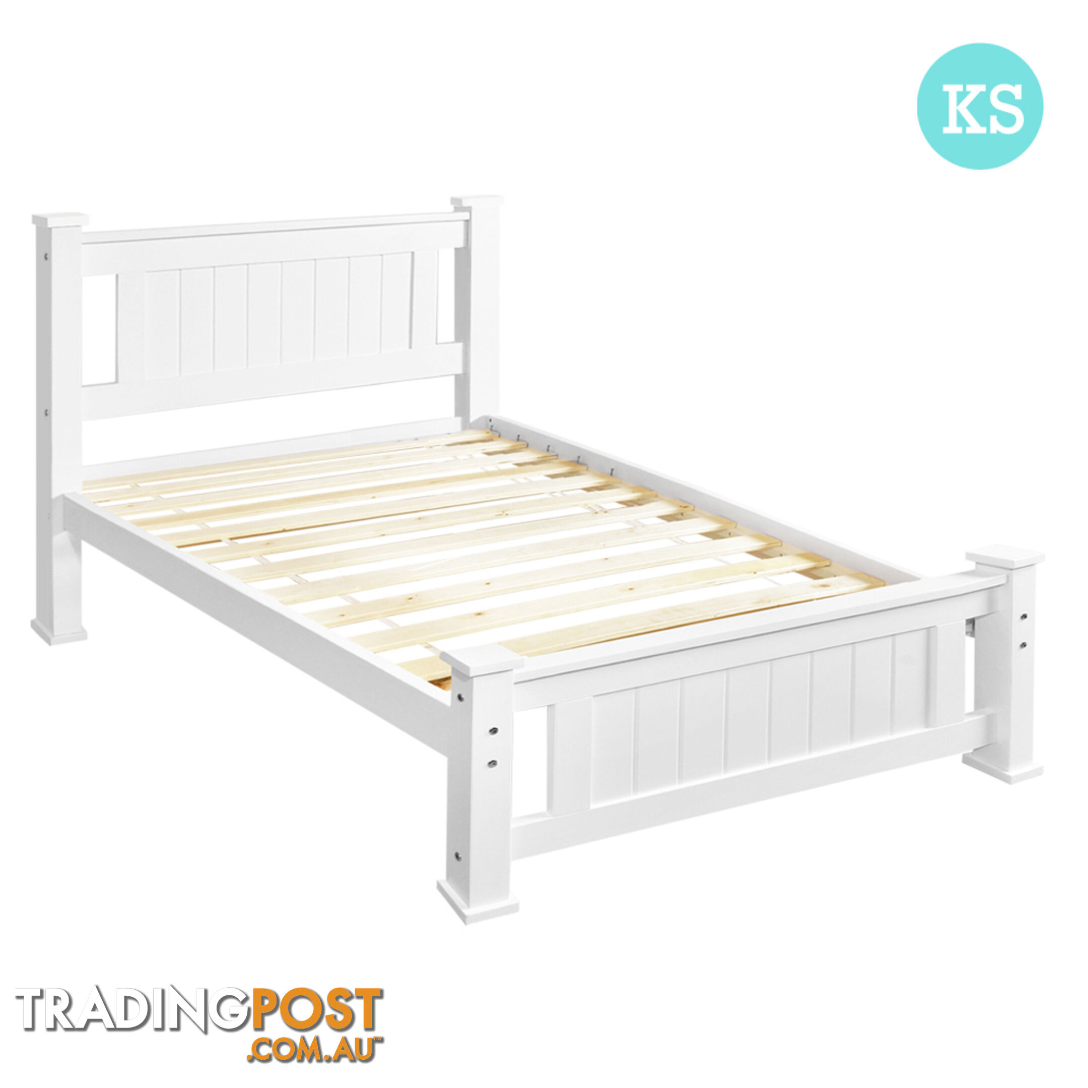 Wooden Bed Frame Pine Wood King Single White