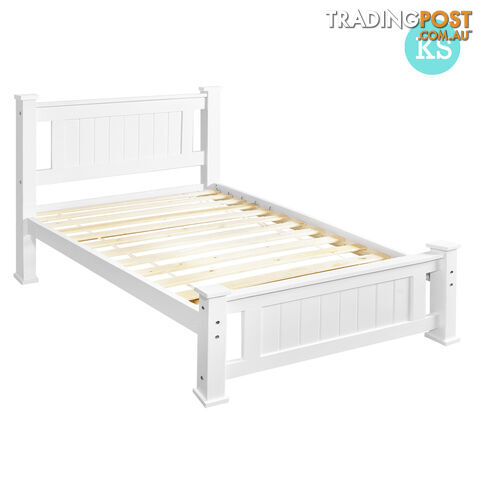 Wooden Bed Frame Pine Wood King Single White