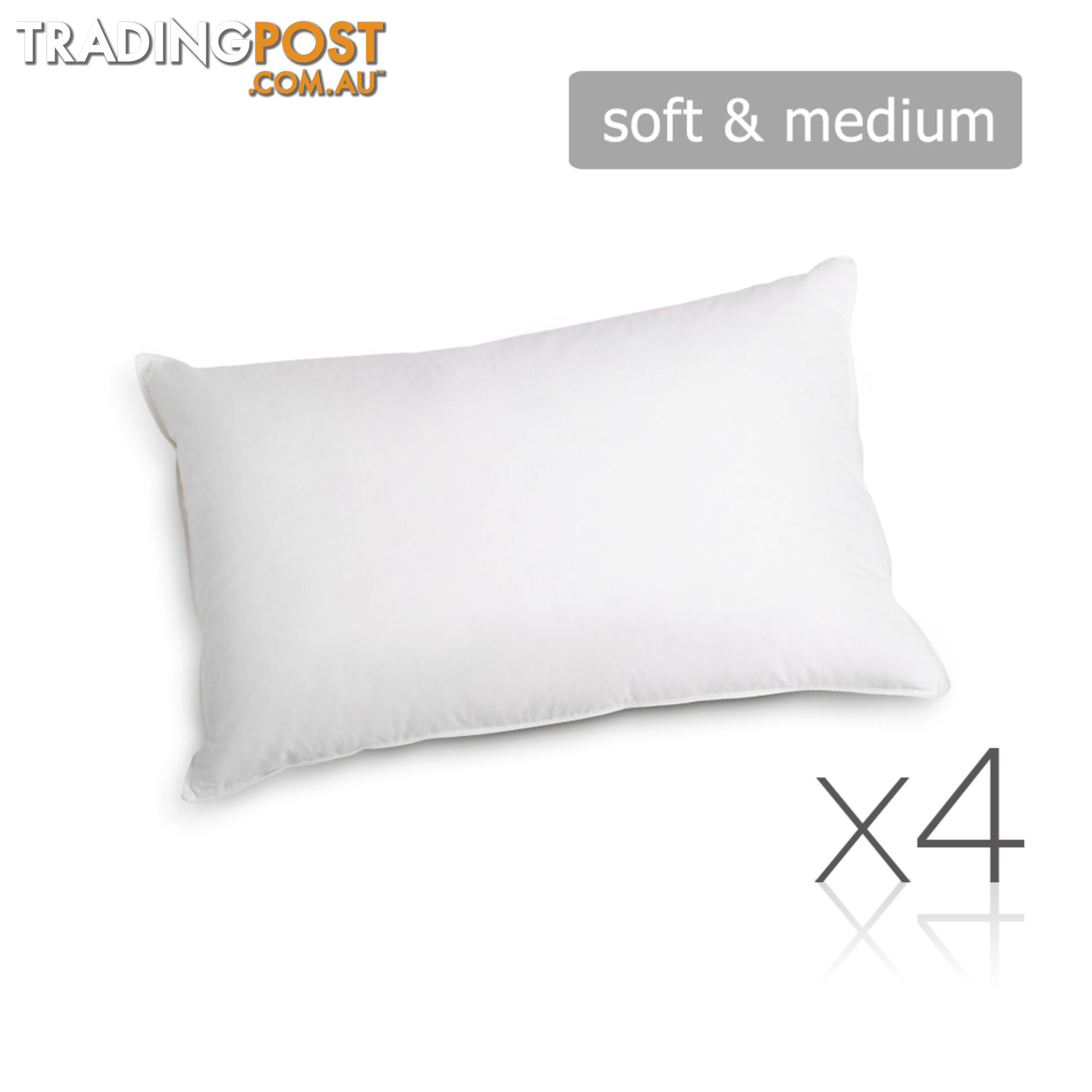 Set of 4 Pillows - 2 Soft & 2 Medium