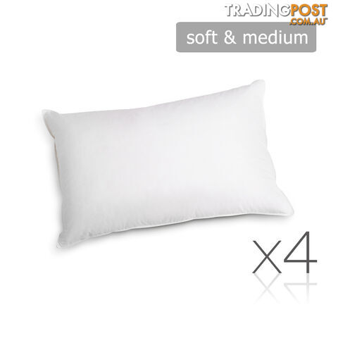 Set of 4 Pillows - 2 Soft & 2 Medium