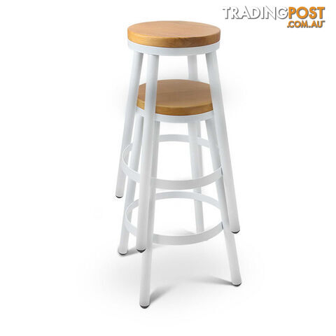 Set of 2 Round White Stackable Bar Stools - photo 5 of 8