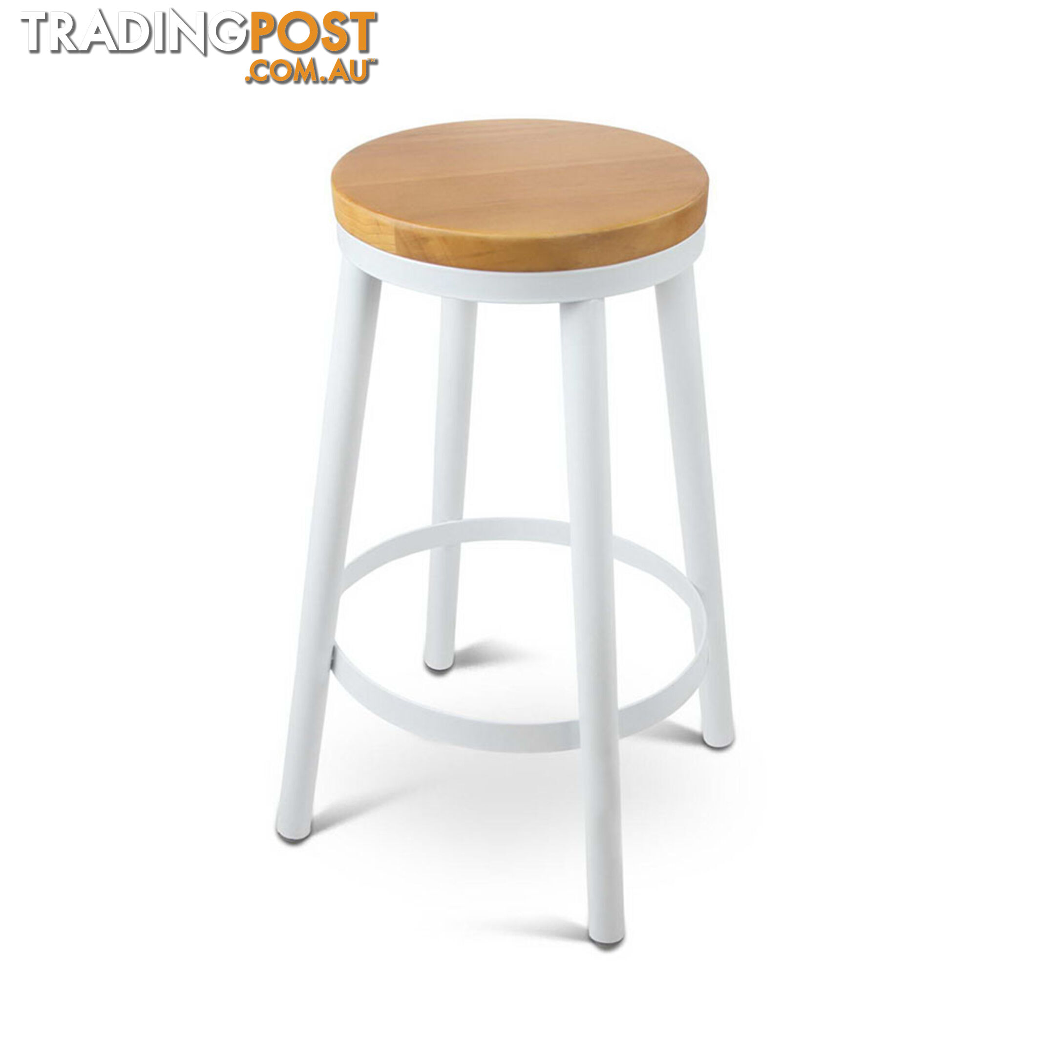 Set of 2 Round White Stackable Bar Stools