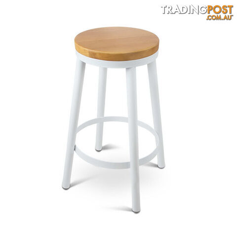 Set of 2 Round White Stackable Bar Stools