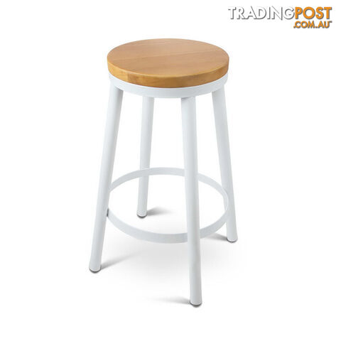 Set of 2 Round White Stackable Bar Stools - photo 3 of 8