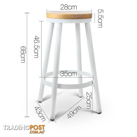 Set of 2 Round White Stackable Bar Stools - photo 2 of 8