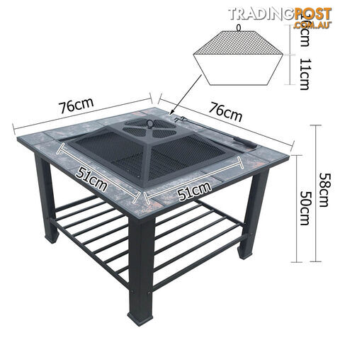 Outdoor Fire Pit BBQ Table Grill Fireplace w/ Table Lid