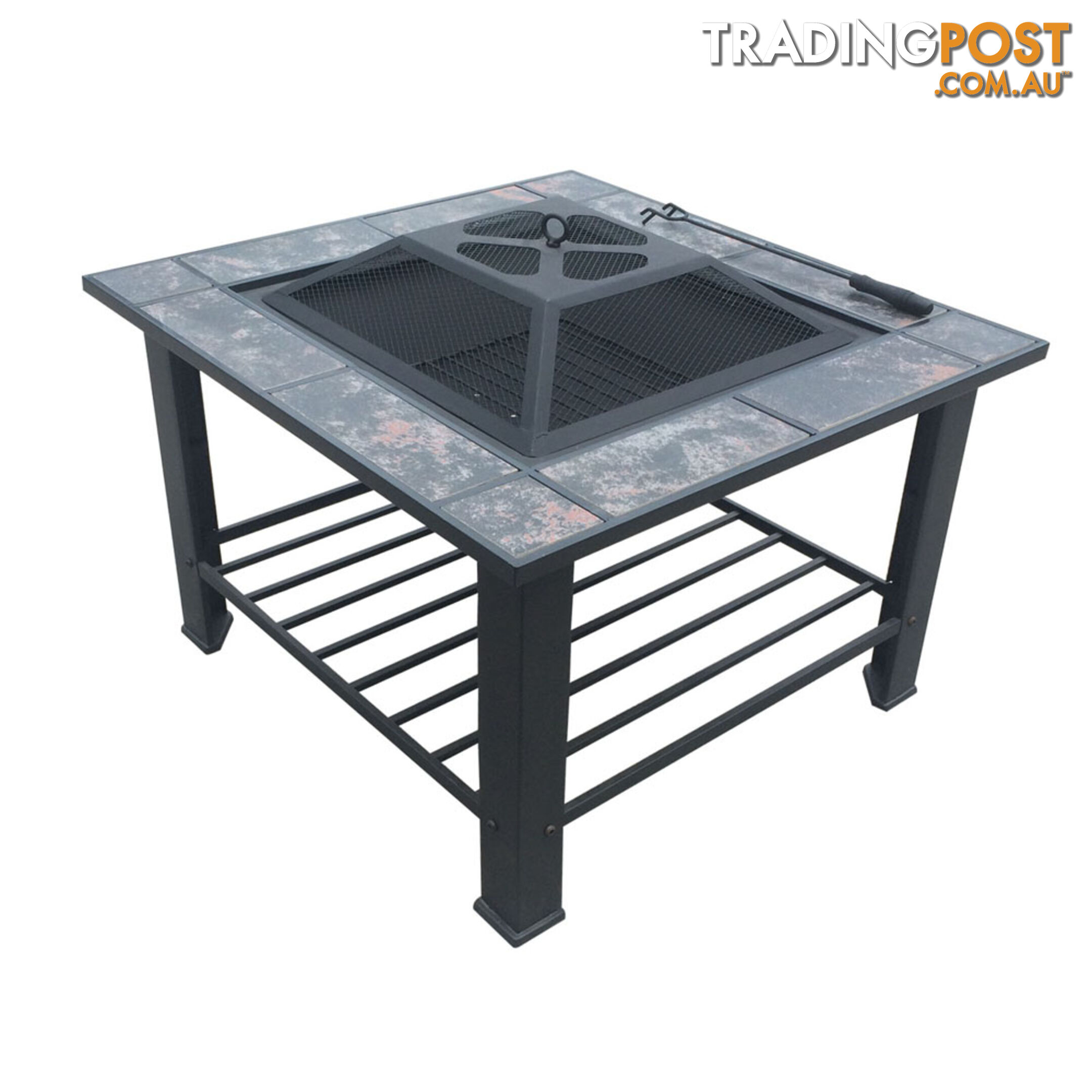 Outdoor Fire Pit BBQ Table Grill Fireplace w/ Table Lid