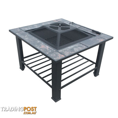 Outdoor Fire Pit BBQ Table Grill Fireplace w/ Table Lid