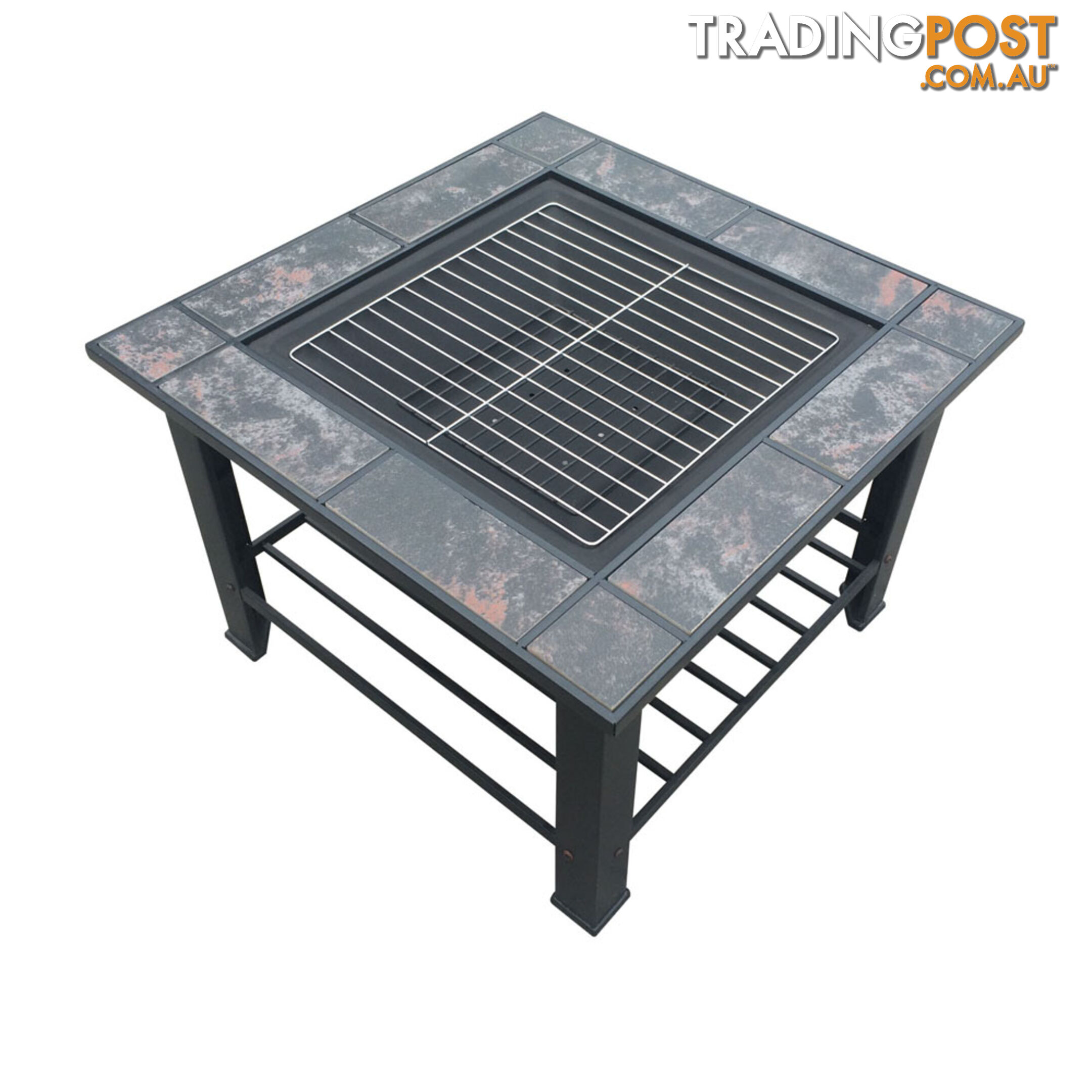 Outdoor Fire Pit BBQ Table Grill Fireplace w/ Table Lid