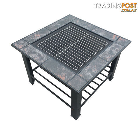 Outdoor Fire Pit BBQ Table Grill Fireplace w/ Table Lid