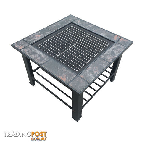Outdoor Fire Pit BBQ Table Grill Fireplace w/ Table Lid