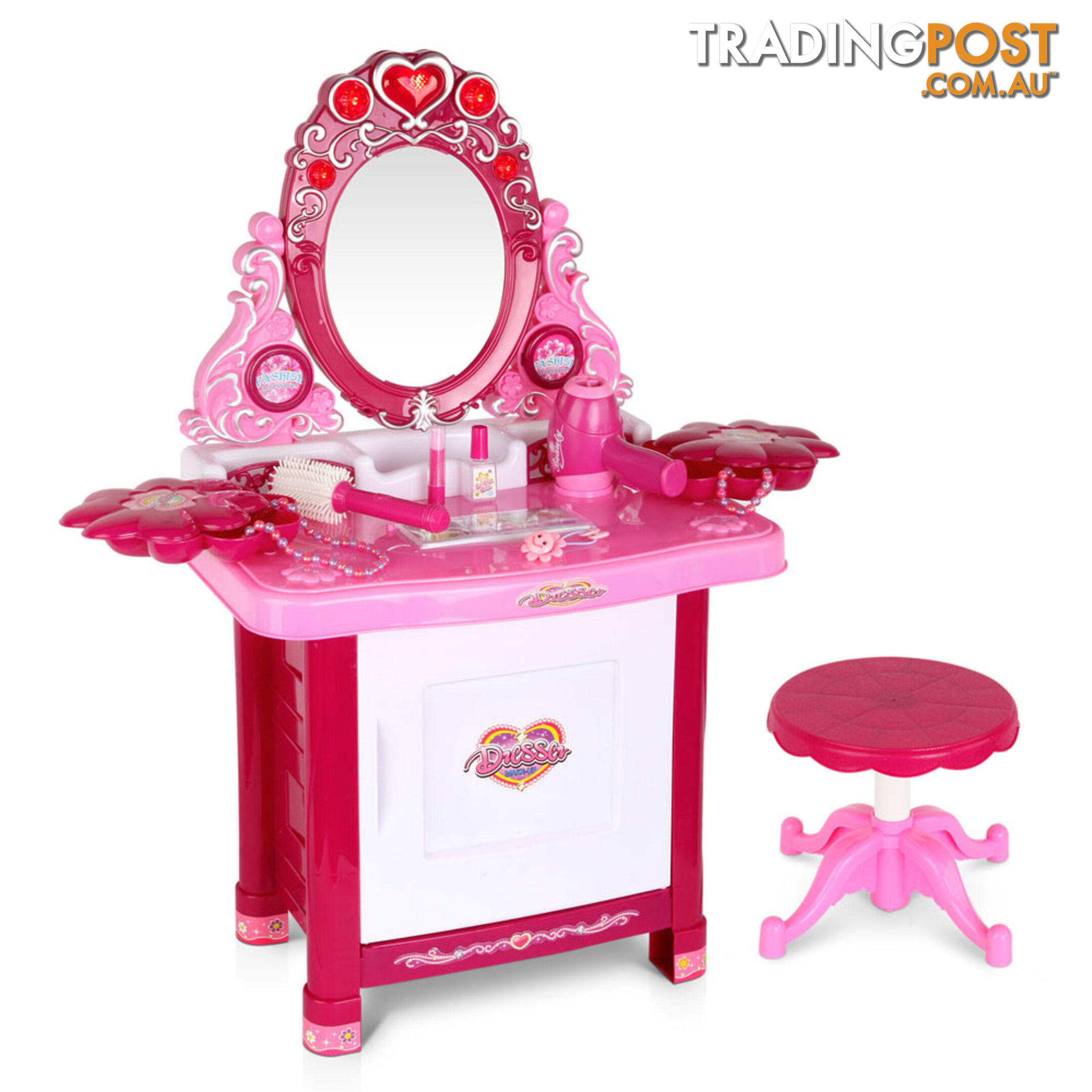 Kids Play Set Make Up Dresser 30 Piece - Pink