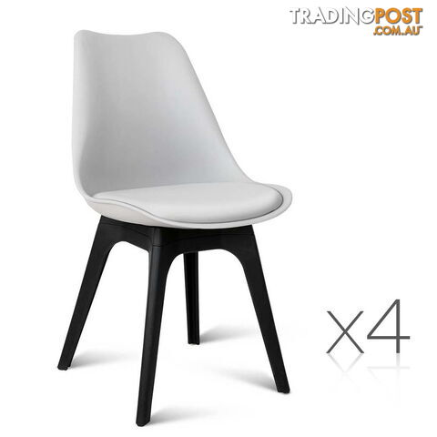 Set of 4 Replica Eames DSW PU Leather Chair White